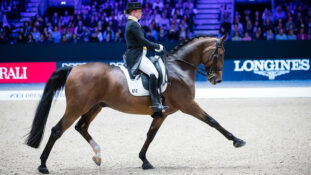 For the third consecutive year at the French fixture, the phenomenal German star Isabell Werth steered the bay gelding Emilio to victory in the FEI Dressage World Cup™ 2019/2020 Western European League qualifier at Lyon © FEI / Eric KNOLL