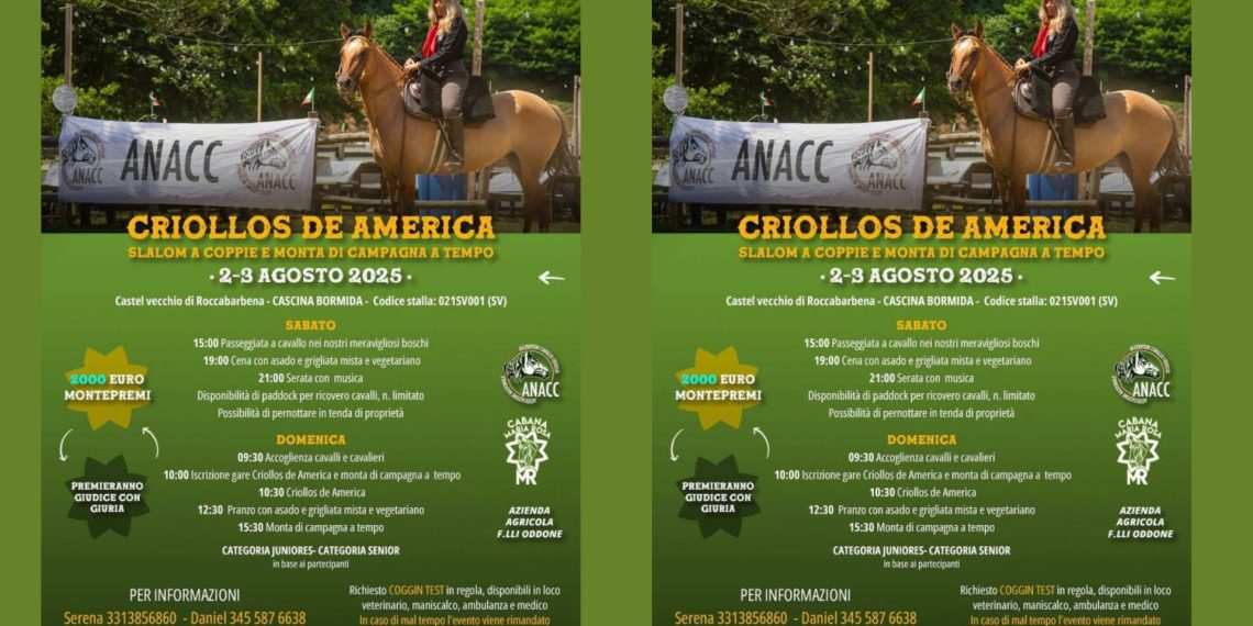“Criollos de América”: un weekend dedicato nel cuore della Liguria