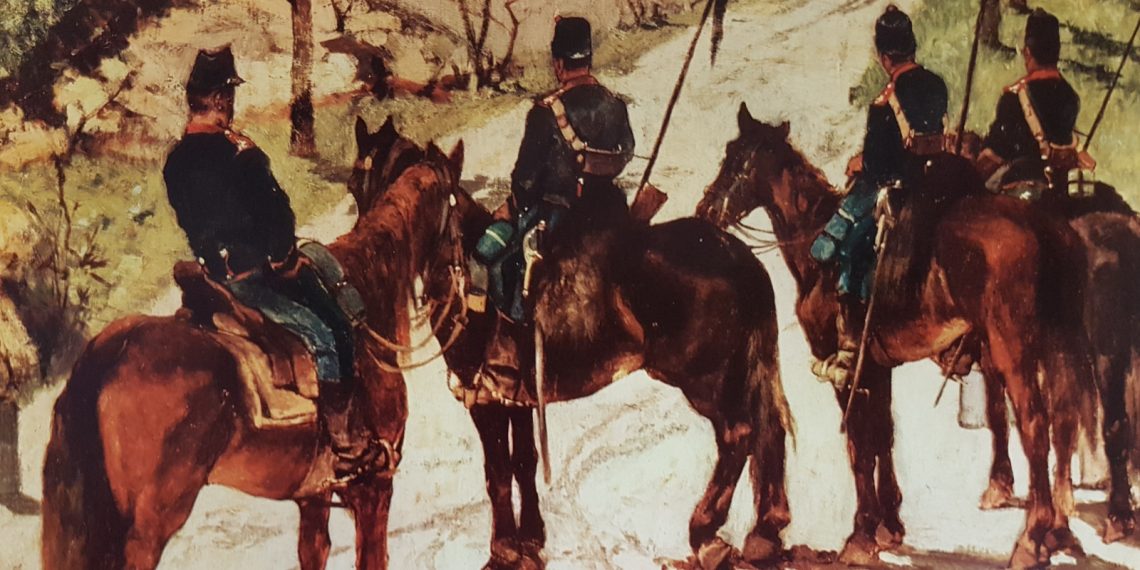 “Gruppo di Lancieri su strada” di Giovanni Fattori